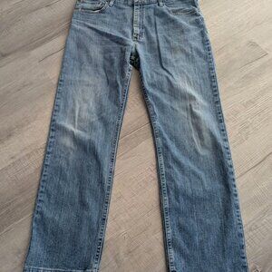 Wrangler Jeans Mens 36x30 Denim Blue Distressed Jeans